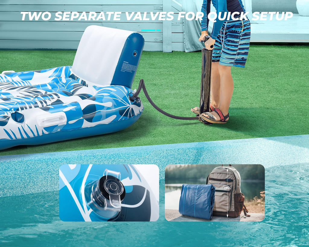 Inflatable Pool Lounger with Cupholder Backrest P1685
