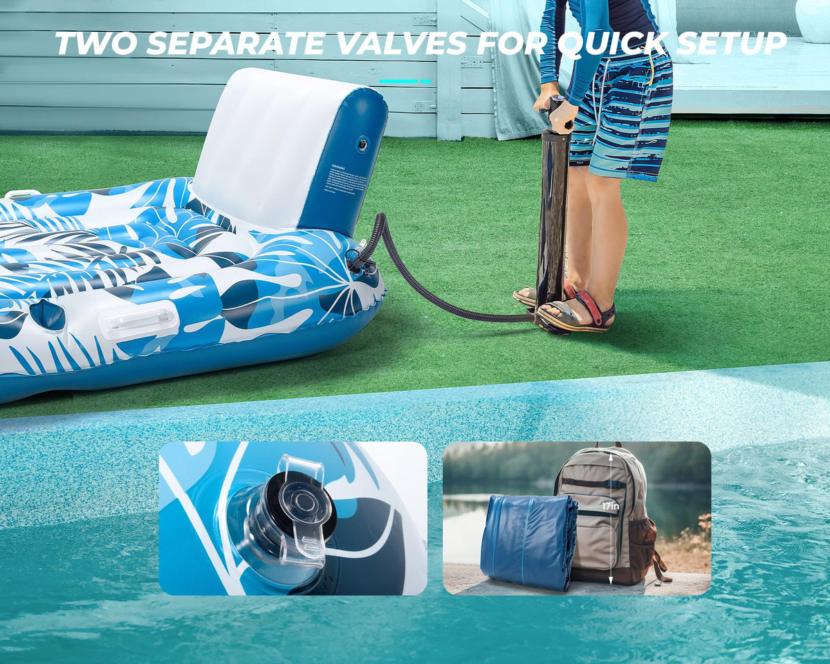 Inflatable Pool Lounger with Cupholder Backrest P1685