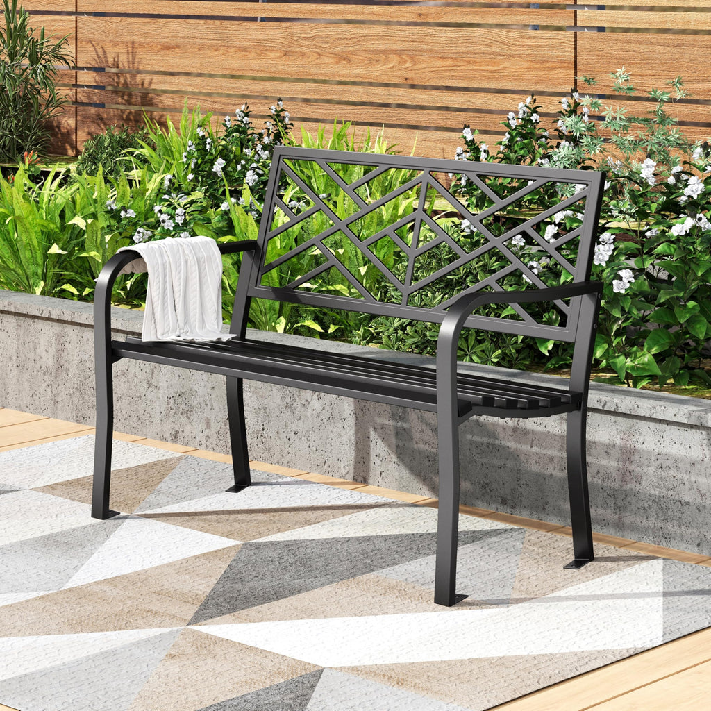 Black 43 Inches Outdoor Garden Bench P9272